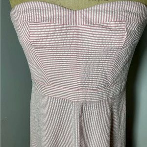 J. Crew Pink & White Striped Strapless Dress size 4 NWT